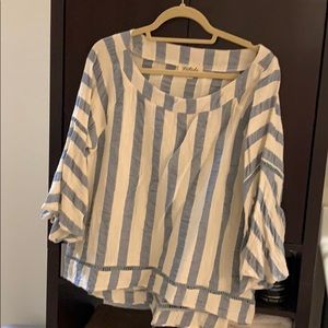 Light blue and cream stripe top